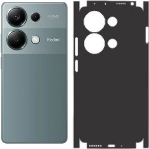 ECR MOBILE Redmi Note 13 Pro 4G İle Uyumlu Deri Desenli Siyah Arka Kaplama