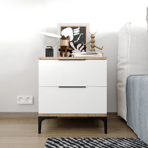 Aden 2 Çekmeceli Beyaz Komodin