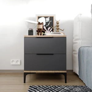 Aden 2 Çekmeceli Antrasit Komodin