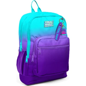Coral High Kids Su Geçirmez Ortopedik Okul Sırt Çantası 14.4 Litre Turkuaz-Mor Geçişli, İlkokul ve Ortaokul Çocukları İçin
