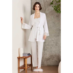 Pierre Cardin 2805 Hamile Lohusa Sabahlıklı Pijama Takım-Ekru