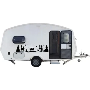 Karavan Gece Sticker Kamp Doğa