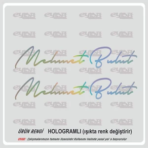 Size Özel Isim Imzası Hologram 2 Adet Ad Soyad Imza ETIKET-20X4 cm Siyah - Mesaj Atıınız-