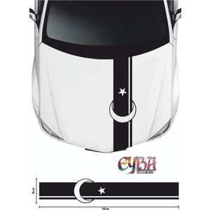Eyba Sticker Sticker Ön Kaput Ay Yıldız Şerit Sticker - Oto Sticker 118X20CM