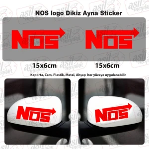 2 Adet Nos Logo Dikiz Ayna Kırmızı Sticker, Araba Etiket, Tuning, Aksesuar, Modifiye, Arma,
