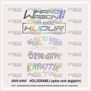 Araç Arka Cam Sticker Hard Wagon Hologram Oto Sticker 40X25CM Lütfen Dikkat Renkli Değildir