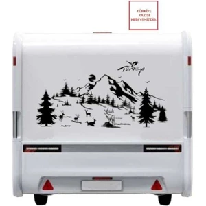 Eyba Sticker Geyikli Dağ Karavan Sticker Kamp Doğa