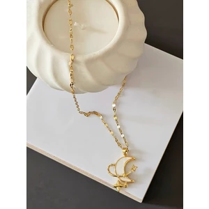 Çelik Beyaz Ay Kolye