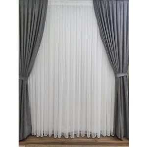 Tül Perde Fon Perde Güneşlik Takım Perde, 1-3 Sık Pile Tül Güneşlik Fon Hepsi Bir Arada Takım