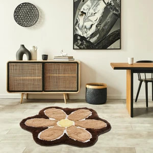 Miqna Studio Çiçek Yıkanabilir Dekoratif El Yapımı Halı 90X90 cm