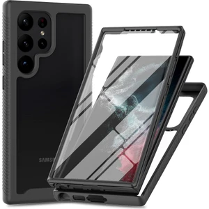 Samsung Galaxy S24 Ultra Için Yerleşik Ekran 360 Tam Koruma Telefon Kılıfı - Siyah (Yurt Dışından)