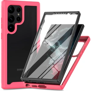 Samsung Galaxy S24 Ultra Için Yerleşik Ekran 360 Tam Koruma Telefon Kılıfı - Pembe (Yurt Dışından)