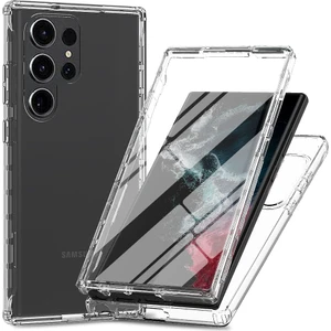 Samsung Galaxy S24 Ultra Için Yerleşik Ekran 360 Tam Koruma Telefon Kılıfı - Mor (Yurt Dışından)
