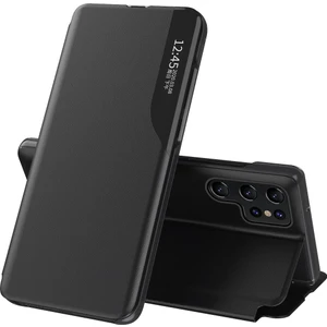 Samsung Galaxy S24 Ultra Için Akıllı Görünüm Flip Stand Pu Deri Telefon Kılıfı - Siyah (Yurt Dışından)