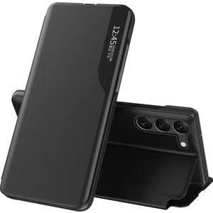 Samsung Galaxy S24+ Için Akıllı Görünüm Flip Stand Pu Deri Telefon Kılıfı - Siyah (Yurt Dışından)