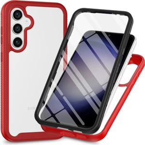 Samsung Galaxy S24+ Için Yerleşik Ekran 360 Tam Koruma Telefon Kılıfı - Kırmızı (Yurt Dışından)