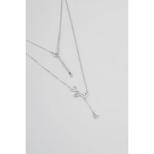 So CHIC Aşk Yolu 18 Ayar Beyaz Altın Kaplama 46 cm 925 Ayar Gümüş Kalp Kolye