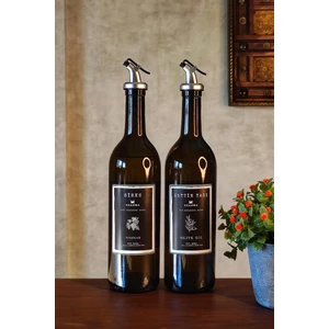 Amber 2'li 750 ml Zeytinyağı Sirke Şişesi Yağdanlık Yağlık 750-SZ-SS