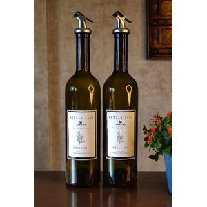 Amber 2'li 750 ml Zeytinyağı Şişesi Yağdanlık Yağlık 750-BZ-BZ