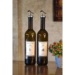 Amber 2'li 750 ml Zeytinyağı Sirke Şişesi Yağdanlık Yağlık 750-BZ-BS
