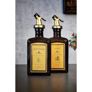 Amber Gold Zeytinyağı Sirke Şişesi Yağlık Yağdanlık 2'li Set