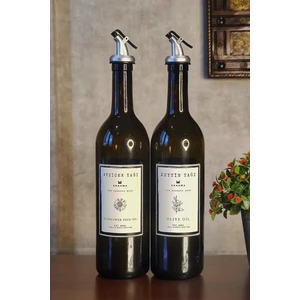 Amber 2'li 750 Ml. Zeytinyağı Sıvıyağ Şişesi Yağdanlık Yağlık Stantsız 750-BB