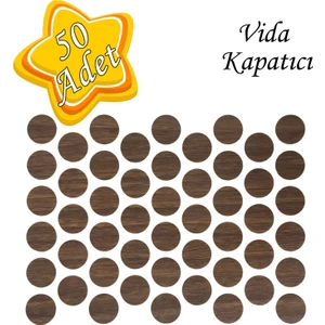 50 Adet Kahve Vida Kapatıcı Ahşap Desenli Yapışkanlı Vida Tapası Tıpası Kapağı Vida Gizleyici