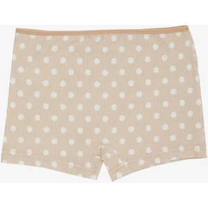 Kız Çocuk Boxer Puantiye Desenli 5-11 Yaş, Bej