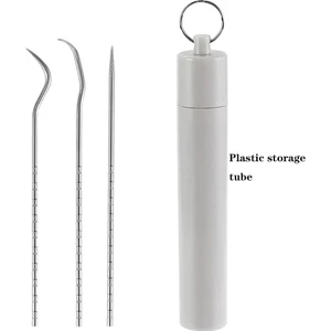 Mingming Shop Plastik Stil Paslanmaz Çelik Kürdan Seti Taşınabilir Kürdan Tutucu ile Metal Diş Ipi Araçları Açık Ev Seyahat Mühür Saklama Kutusu (Yurt Dışından)