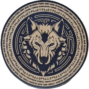 Seyhan Askeri Malzeme Tanrı Türkü Korusun - Türk Irkı Sağ Olsun -Bozkurt - Deri Peç - Arma - Wolf Leather Patch