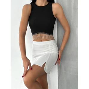 MST Clothing Zincir Detaylı Ottoman Kumaş Crop Atlet