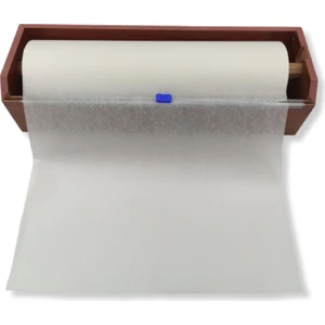 Roco Paper Co. Roco Paper Sürgülü Bıçak ve Ahşap Kutusu ile Gelen Beyaz Pelur Kağıt 30 cm * 150 Metre 18 gr./m.