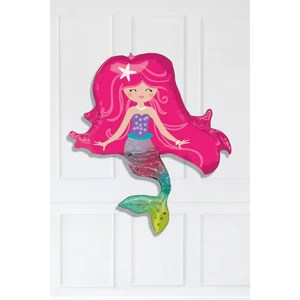 Pembe Saçlı Deniz Kızı Gülen Deniz Kızı Folyo Balon 34 Inç