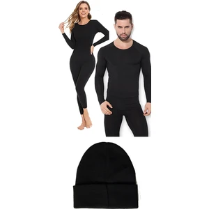 Belifanti Collection Termal Içlik Alt Üst Takım Bere Set Siyah