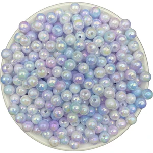 Hedef Bijuteri 50GR 8mm Mavi-Mor/lila Ebruli Sedefli Janjanlı Pastel Inci Boncuk,takı,çanta Boncuğu (~200 Adet)