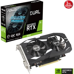 DUAL-RTX3050-O6G NVIDIA GEFORCE RTX 3050 6G 6GB GDDR6 96bit 1537MHz OC DVI HDMI DP EKRAN KARTI