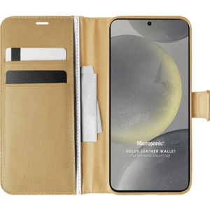 Samsung Galaxy S24 Kılıf Delux Leather Wallet Gold