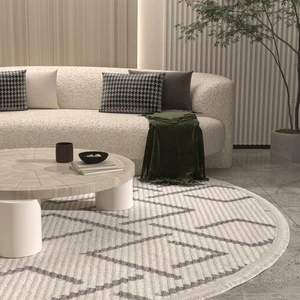 Cool Halı Vetrina 3609 Krem Yumuşak Halı Kilim Salon Mutfak Koridor Kesme Yolluk Yuvarlak Makine Halısı