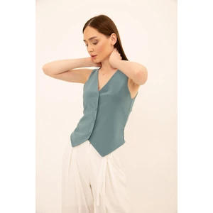 Düğmeli Klasik Kesim Yelek 40 - Nil Yeşili