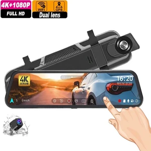 Premium MB-5200 Wifi Ultra Hd 4K 10 Inç Ayna Kamera (Wifi+Gps+Türkçe Menü) Çift Kameralı Araç Kamera