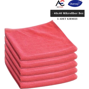 Solare Microjet Mikrofiber Temizlik Bezi 40X40CM 5 Adet Kırmızı Bez