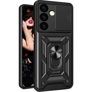 M.tk moveteck Samsung Galaxy S24 Kılıf Kamera Korumalı Sürgülü Dönebilen Yüzüklü Armor Military Tank Kızaklı Kapak