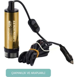 Delice 12 Volt Alüminyum Dalgıç Tipi Sıvı Aktarma Pompası (Filtreli+Arapuar+Çakmaklık)