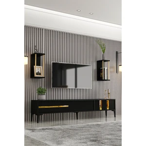 Givayo Mobilya Lükens Tv Ünitesi Siyah Gold 180 cm