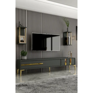 Givayo Mobilya Lükens Tv Ünitesi Antrasit Gold 180 cm