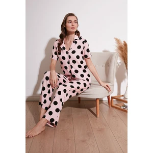 Rahat Kesim Bol Paça Mono Yaka Kısa Kollu Pijama Takımı Bayan Pijama Takımı 6110290