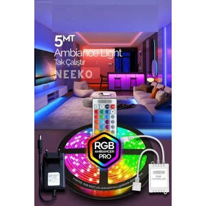 5mt Şerit Animasyonlu Tak Çalıştır Kumandalı Trafolu Rgb Şerit Işık Aydınlatma Parti LED