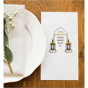 Hayırlı Ramazanlar Ramazan Sofralarına Özel Iftar Vakti Baskı Peçete Sunum Peçetesi 50 Adet