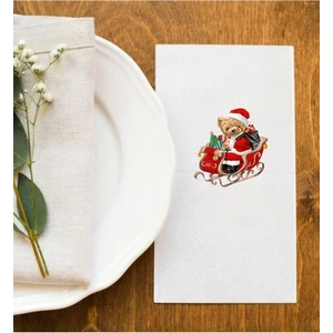 Teddy Christmas Mutlu Yıllar Yeni Yıl Baskı Peçete Sunum Peçetesi 20 Adet