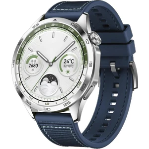 Huawei Watch Gt 4 46 mm Uyumlu Dokuma & Silikon Kordon Dikişli Örgü Kayış Metal Toka